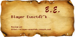 Blayer Euszták névjegykártya